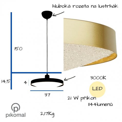 Searchlight 4781GO Saucer závěsné LED svítidlo kov zlatý a akryl - obrázek