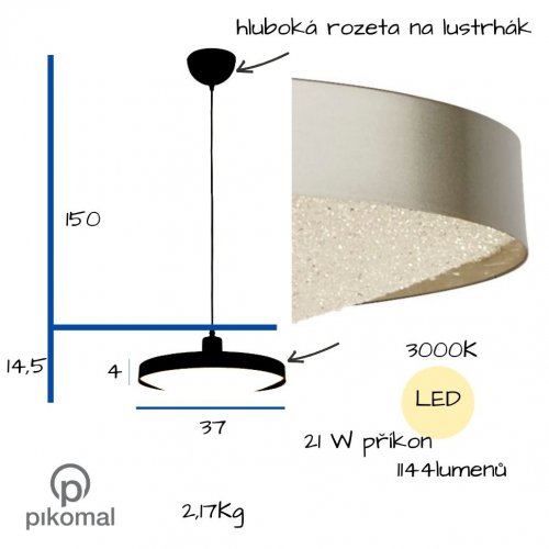 Searchlight 4781SI Saucer stříbrné závěsné LED svítidlo s akrylem - obrázek