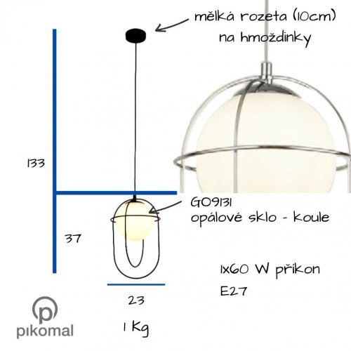 Searchlight 9131CC Axis závěsné svítidlo lesklý chroma a sklo - obrázek