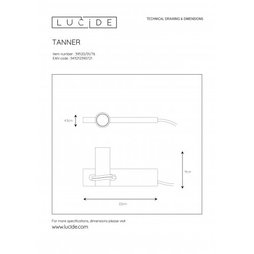 LUCIDE TANNER Table lamp 1x E27 60W H11cm  Black/Wood stolní lampa - obrázek