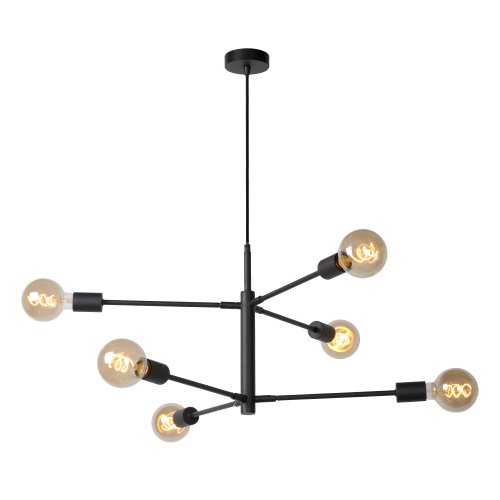 LUCIDE LESTER Pendant 6x E27/40W Black závěsné svítidlo, lustr - obrázek