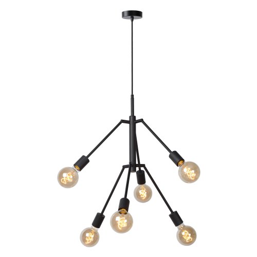 LUCIDE LESTER Pendant 6x E27/40W Black závěsné svítidlo, lustr - obrázek