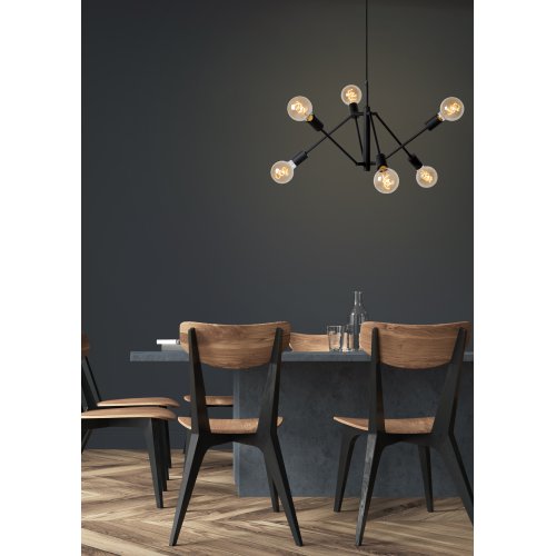 LUCIDE LESTER Pendant 6x E27/40W Black závěsné svítidlo, lustr - obrázek