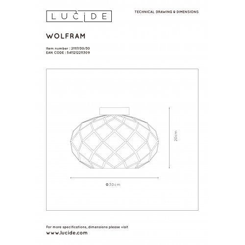 LUCIDE WOLFRAM Ceiling Light E27/40W - obrázek