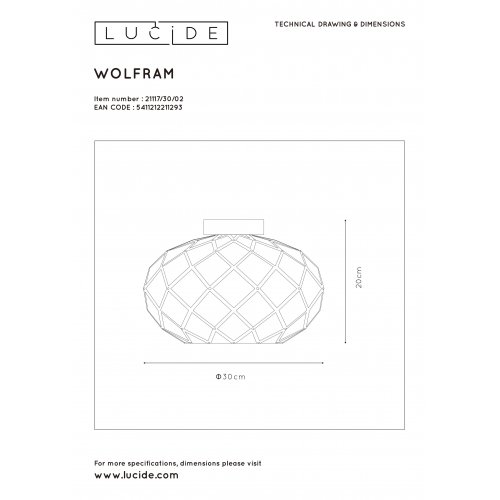 LUCIDE WOLFRAM Ceiling Light E27/40W - obrázek