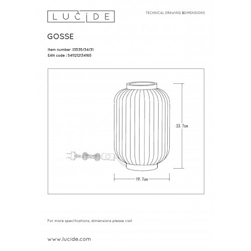 LUCIDE GOSSE Table lamp E14/40W H33.7  White stolní lampa - obrázek