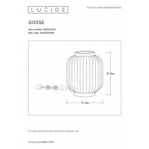 LUCIDE GOSSE Table lamp E14/40W H23.8  White stolní lampa - obrázek