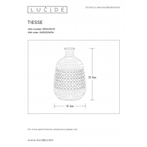 LUCIDE TIESSE LARGE Table lamp E14/40W  White stolní lampa - obrázek