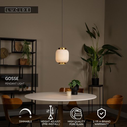 LUCIDE GOSSE Pendant E27/40W  White stolní lampa - obrázek