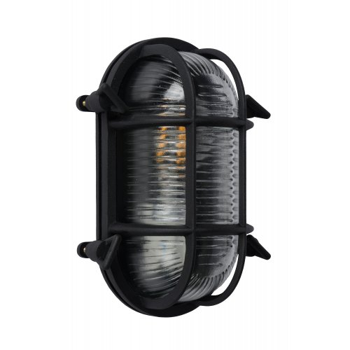 LUCIDE DUDLEY Outside Wall Light Oval IP65 E27/60W Black venkovní svítidlo - obrázek