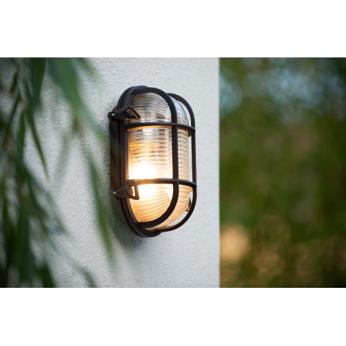 LUCIDE DUDLEY Outside Wall Light Oval IP65 E27/60W Black venkovní svítidlo - obrázek