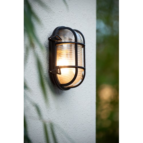 LUCIDE DUDLEY Outside Wall Light Oval IP65 E27/60W Black venkovní svítidlo - obrázek