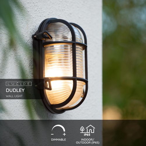 LUCIDE DUDLEY Outside Wall Light Oval IP65 E27/60W Black venkovní svítidlo - obrázek