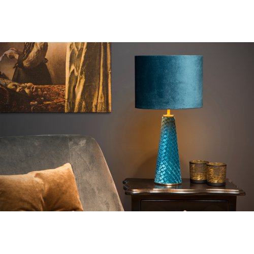 LUCIDE VELVET Table lamp E27/40W H47cm Blue stolní lampa - obrázek