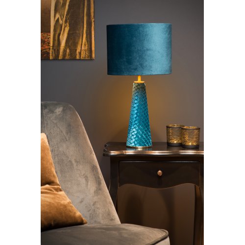 LUCIDE VELVET Table lamp E27/40W H47cm Blue stolní lampa - obrázek