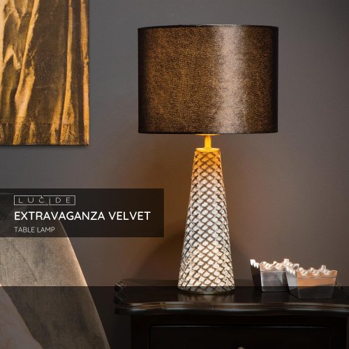 LUCIDE VELVET Table lamp E27/40W H47cm Grey/Black stolní lampa - obrázek
