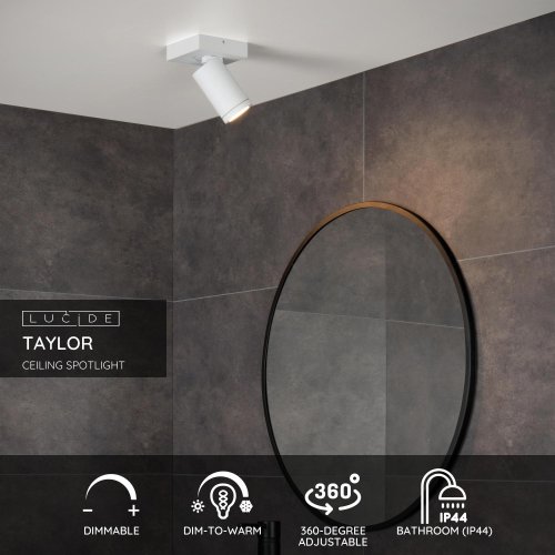LUCIDE TAYLOR Ceiling Spotlight GU10/5W IP44 DTW  White bodové svítidlo, bodovka - obrázek