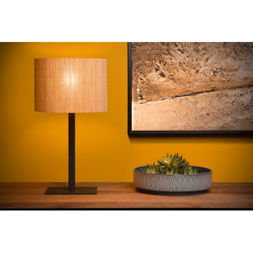 LUCIDE MAGIUS Table lamp Rattan E27/40W H52 Black/nature stolní lampa - obrázek