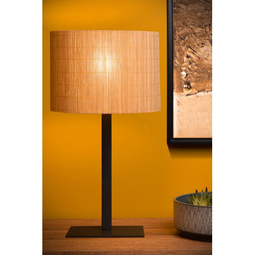 LUCIDE MAGIUS Table lamp Rattan E27/40W H52 Black/nature stolní lampa - obrázek