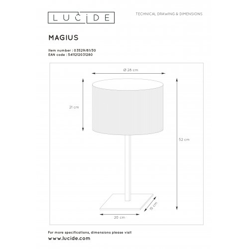 LUCIDE MAGIUS Table lamp Rattan E27/40W H52 Black/nature stolní lampa - obrázek