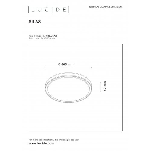 LUCIDE SILAS Ceiling Light  Black/Smoke - obrázek