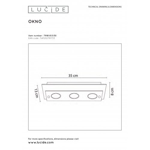 LUCIDE OKNO Ceiling Light Rectangle Black - obrázek