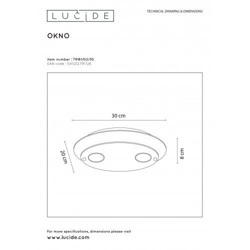 LUCIDE OKNO Ceiling Light Oval Black - obrázek