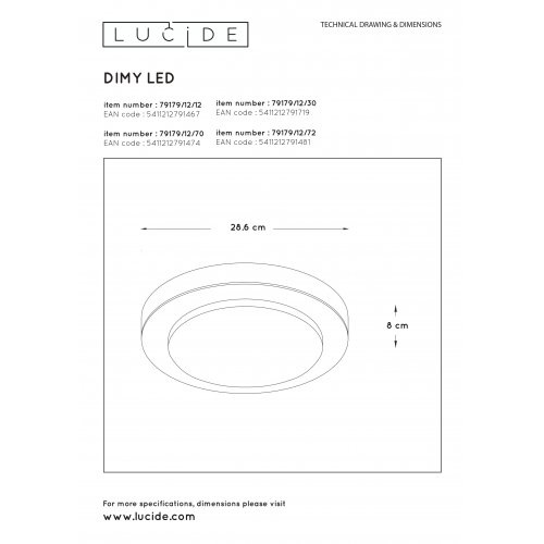 LUCIDE DIMY Ceiling Lamp Led 12W Black - obrázek