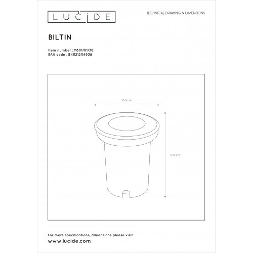 LUCIDE BILTIN Ground  Lite Round Black venkovní svítidlo - obrázek