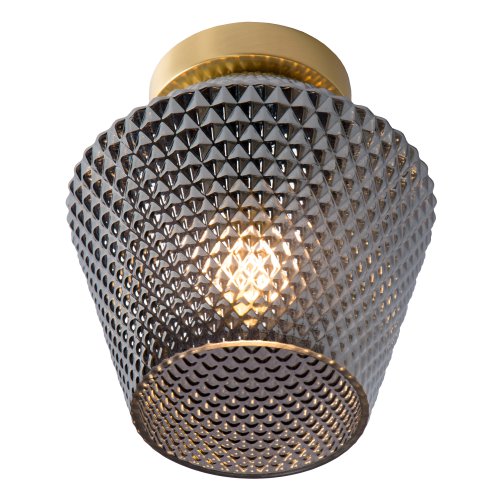 LUCIDE ROSALIND Ceiling Light E27/40W Brass / Smoke Glass - obrázek