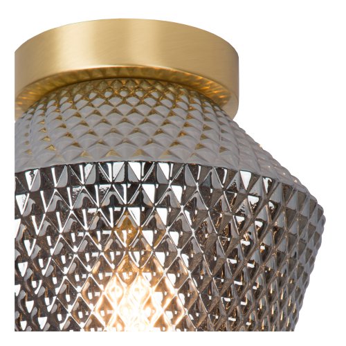 LUCIDE ROSALIND Ceiling Light E27/40W Brass / Smoke Glass - obrázek