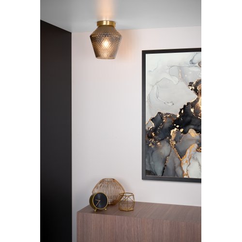 LUCIDE ROSALIND Ceiling Light E27/40W Brass / Smoke Glass - obrázek