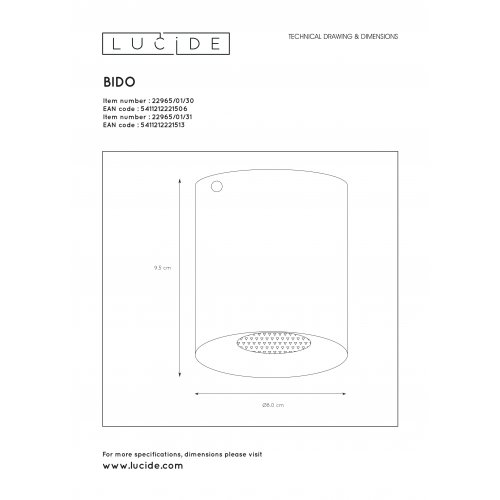 LUCIDE BODIBIS Ceiling spotlight Round 1xGU10/50W White bodové svítidlo, bodovka - obrázek