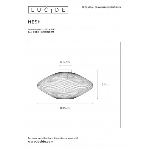LUCIDE MESH Ceiling Light E27/40W - obrázek