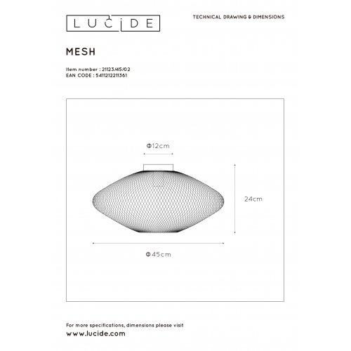 LUCIDE MESH Ceiling Light E27/40W - obrázek