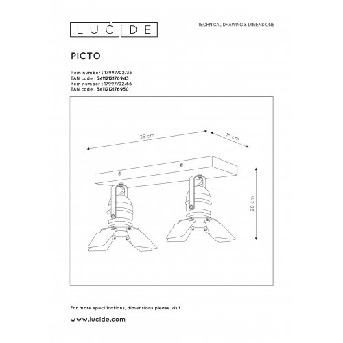 LUCIDE PICTO Ceililng spotlight 2xGU10/5W incl  Blue bodové svítidlo, bodovka - obrázek