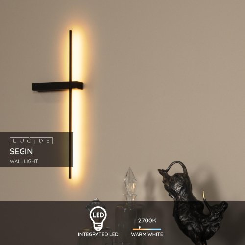 LUCIDE SEGIN Wall Light 60cm LED 6W 2700K Black nástěnné svítidlo - obrázek