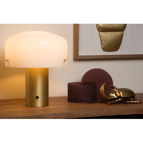 LUCIDE TIMON Table lamp  E27/25W 35cm Matt Gold/Opal stolní lampa - obrázek