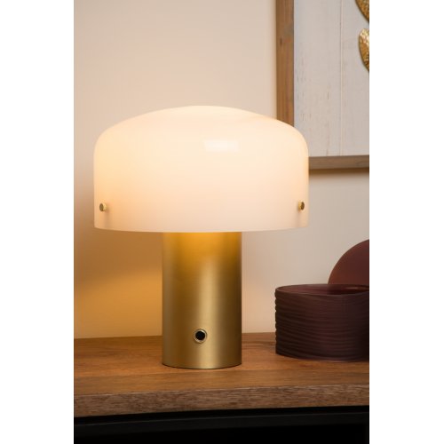 LUCIDE TIMON Table lamp  E27/25W 35cm Matt Gold/Opal stolní lampa - obrázek