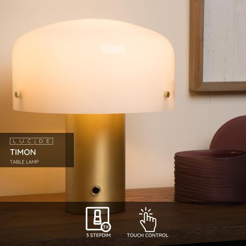 LUCIDE TIMON Table lamp  E27/25W 35cm Matt Gold/Opal stolní lampa - obrázek