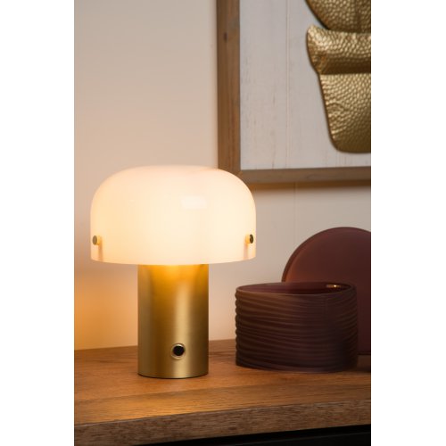 LUCIDE TIMON Table lamp  E14/25W 21cm Matt Gold/Opal stolní lampa - obrázek