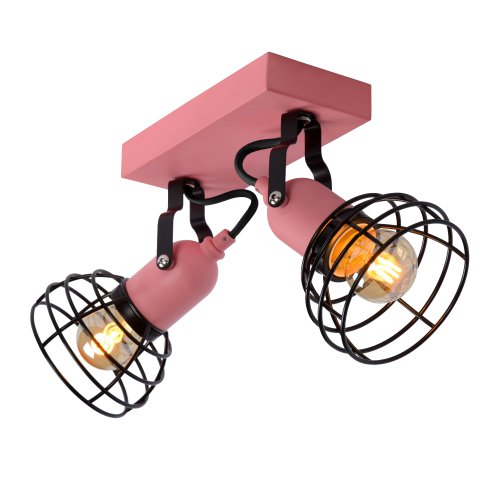 LUCIDE PAULIEN Ceiling spotlight 2xE27 60W Pink bodové svítidlo, bodovka - obrázek
