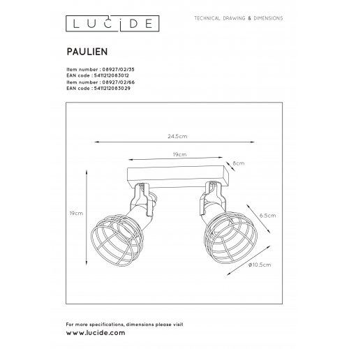 LUCIDE PAULIEN Ceiling spotlight 2xE27 60W Pink bodové svítidlo, bodovka - obrázek