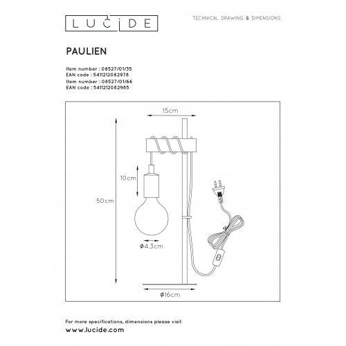 LUCIDE PAULIEN Table Lamp 1xE27 60W Pink stolní lampa - obrázek