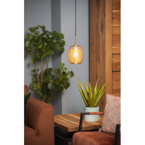 LUCIDE AGATHA Pendant 1x E27/40W Matt Gold / Glass závěsné svítidlo, lustr - obrázek