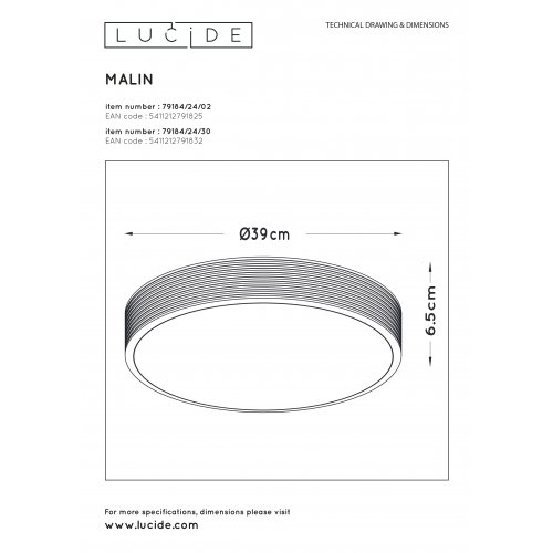 LUCIDE MALIN Ceiling Light Gold - obrázek