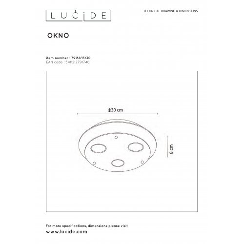 LUCIDE OKNO Ceiling Light Round Black - obrázek