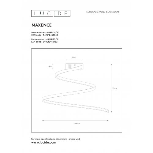 LUCIDE MAXENCE Ceiling Led White - obrázek