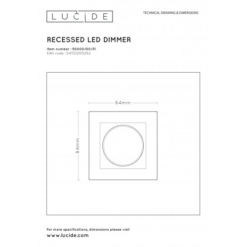 LUCIDE RECESSED LED WALL DIMMER žárovka, zářivka - obrázek