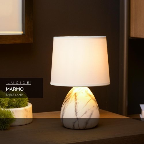 LUCIDE MARMO Table lamp E14/40W White stolní lampa - obrázek
